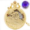 Светящиеся светодиодные кварцевые карманные часы Hollow Train Locomotiv Engine Steampunk Quartz FOB Light Watches для мужчин и женщин