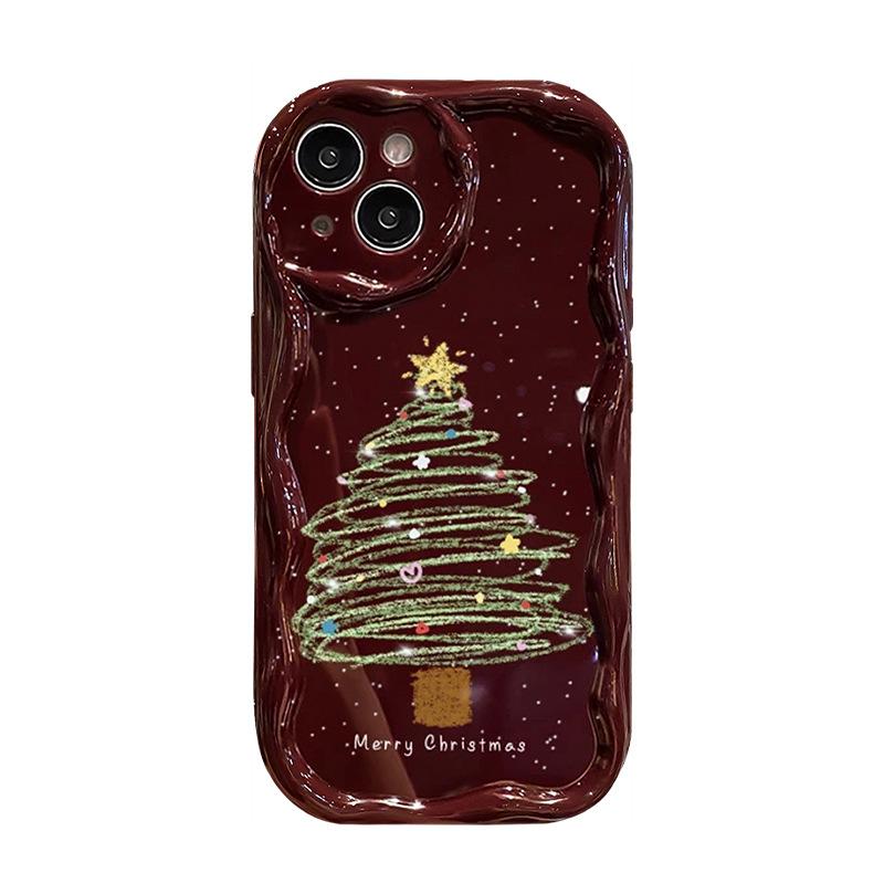 Applicable To Apple 15promax Mobile Phone Case IPhone 14plus/13 Christmas Tree Lanyard 11/12 Silicone Anti-fall