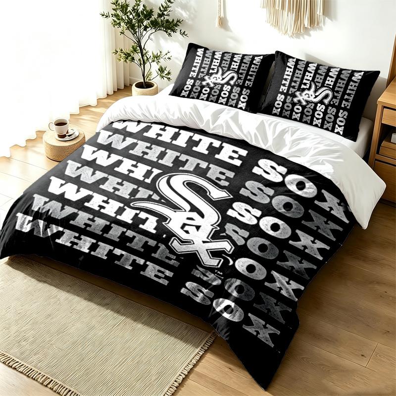 Chicago White Sox 3pc Duvet Cover Set Simple Modern Bedding Set Wrinkle Resistant Soft Fabric All Season Use a perfect gift