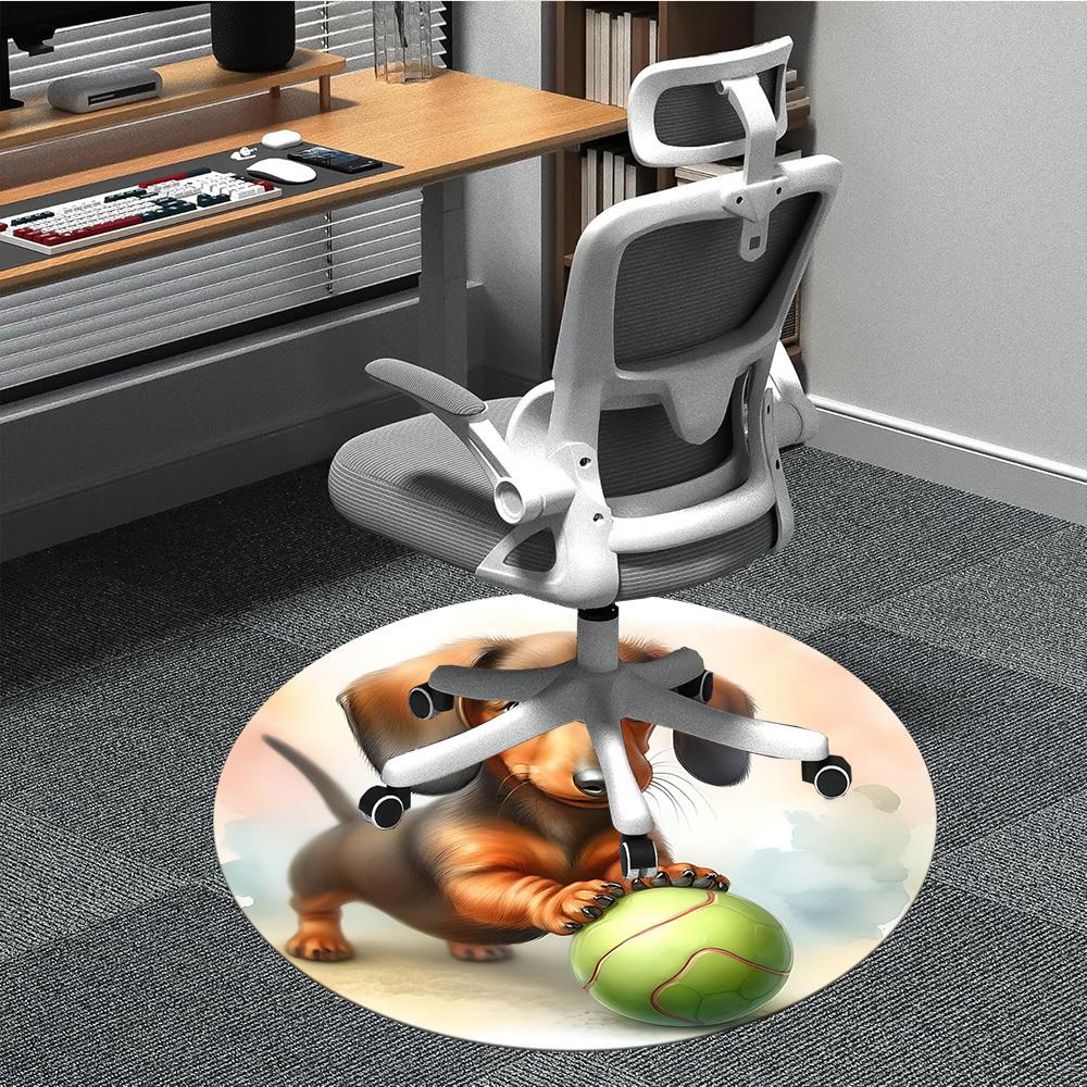 1pc Dachshund Pattern Office Round Rug, Non-slip, Soft and Durable Office Rug for Interior Decoration, Perfect for Office,Decoration yy260204032