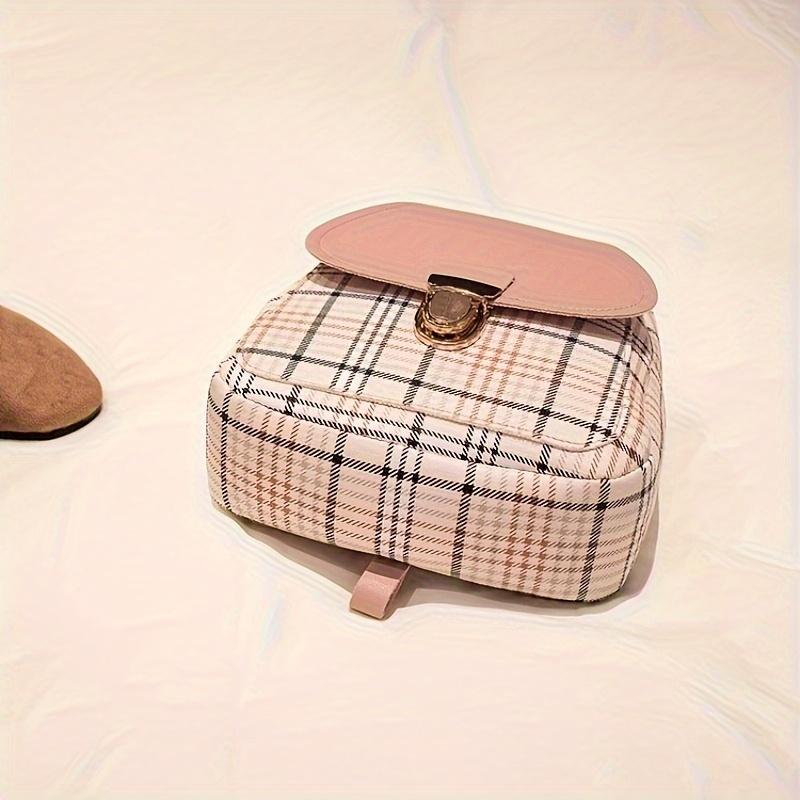 Рюкзак в клетку с регулируемым плечевым ремнем, симпатичный маленький рюкзак, сумка на молнии для отдыха на плече, сумка для мобильного телефона, сумка для помады, сумка для ключей