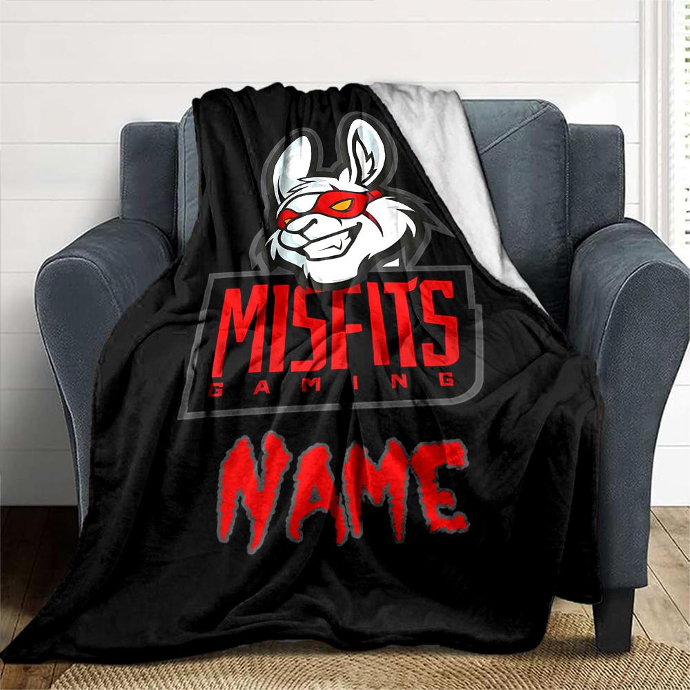 Misfits Gaming Bunny Logo Blanket Lightweight Blanket For Sofa Bed Travel Camping Living Room Office Sofa Chair And Bed Digital Printed Fleece Blanket