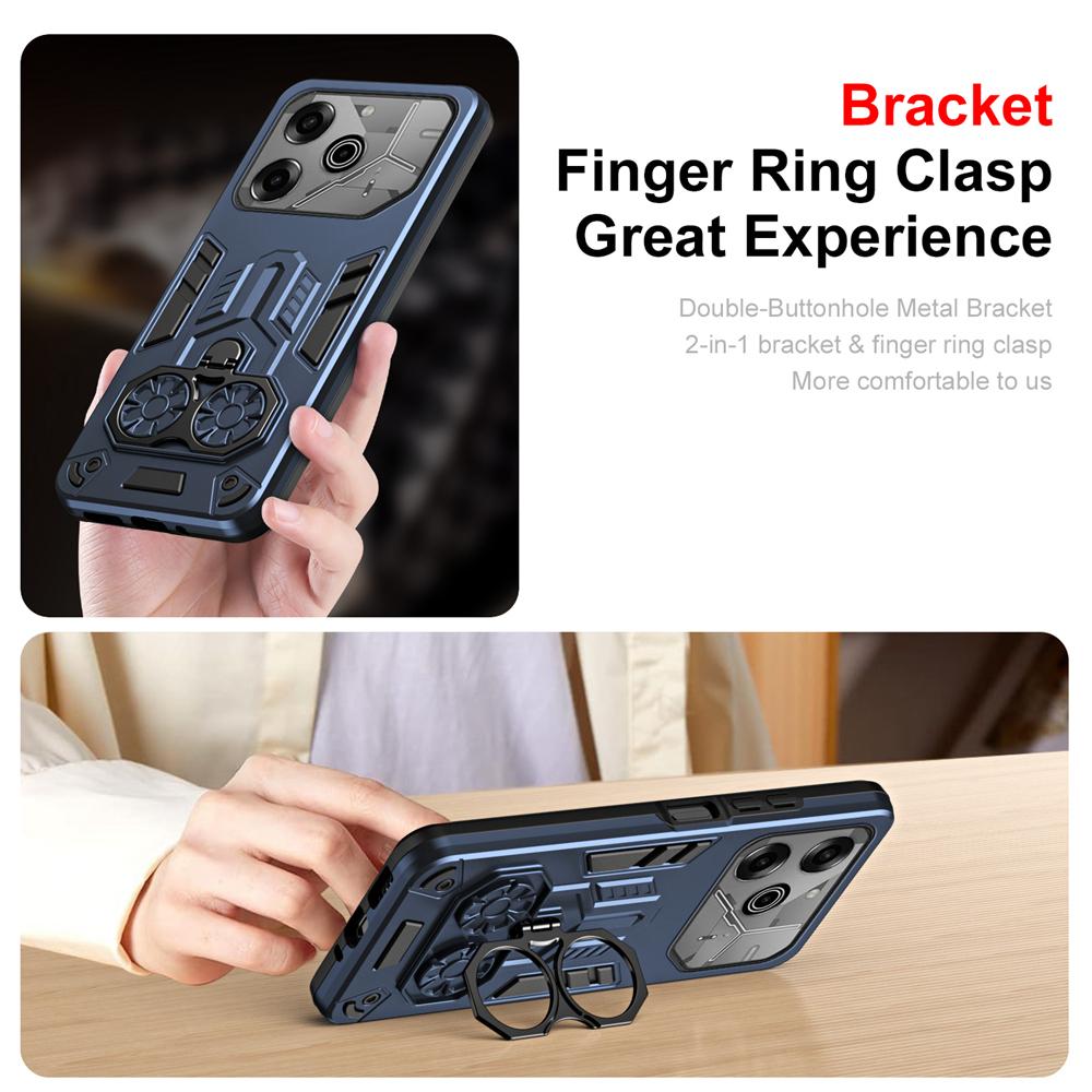 KEYSION Shockproof Armor Case for TECNO POVA 6 6 Pro 5G Soft Silicone+PC Metal Ring Stand Phone Back Cover for TECNO Pova 6 Pro