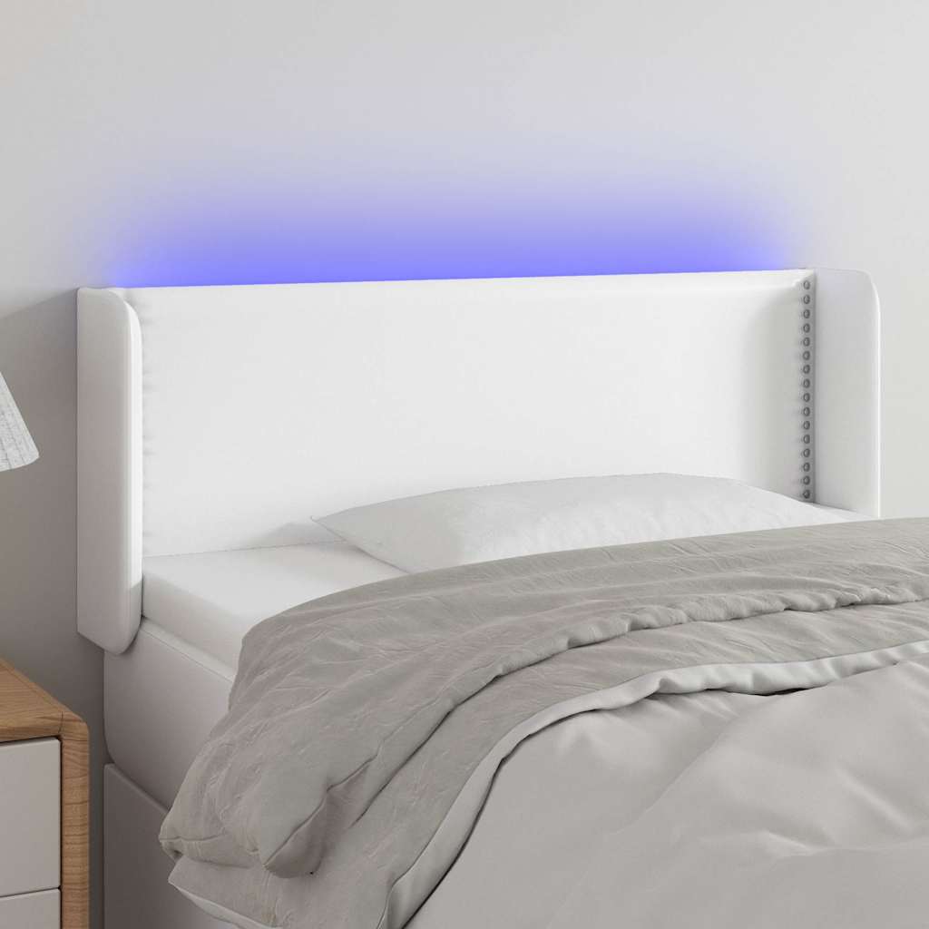 vidaXL LED Kopfteil Weiß 103x16x78/88 cm Kunstleder