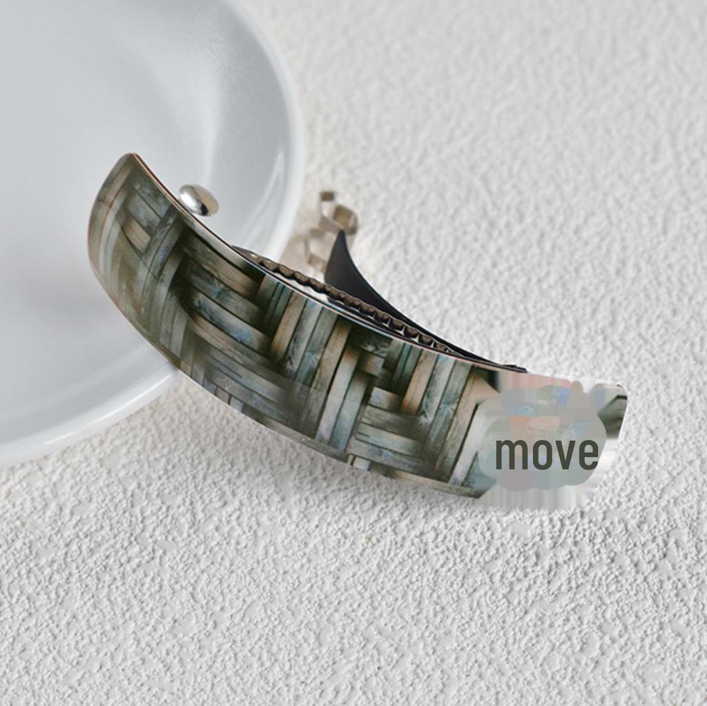 Korean Trendy Acetate Plaid Hair Clip - Colorful Curved Design for Bangs