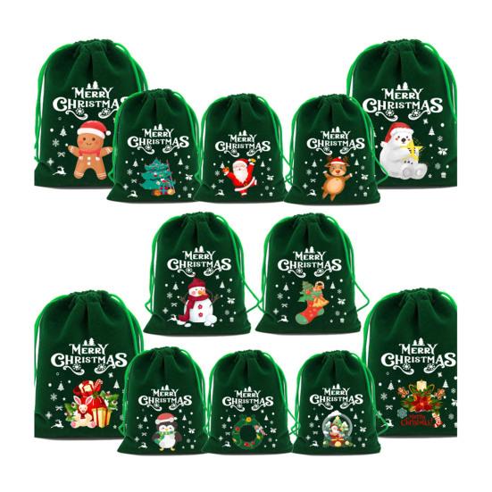 Красные рождественские подарочные мешочки на шнурке, тканевые мешочки для угощений, для карамельных яблок, праздничные подарочные пакеты, принадлежности для класса