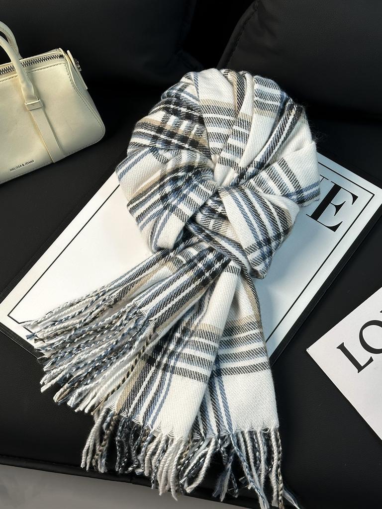 Scarf Women's Autumn and Winter Korean Version Versatile Japanese Plaid 1116 New Student Premium Warm Plaid Scarf Men