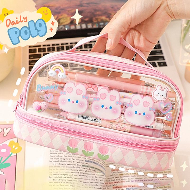 Пенал двухслойный большой емкости сумка для ручек мультяшный портативный пенал школьные принадлежности канцелярский органайзер