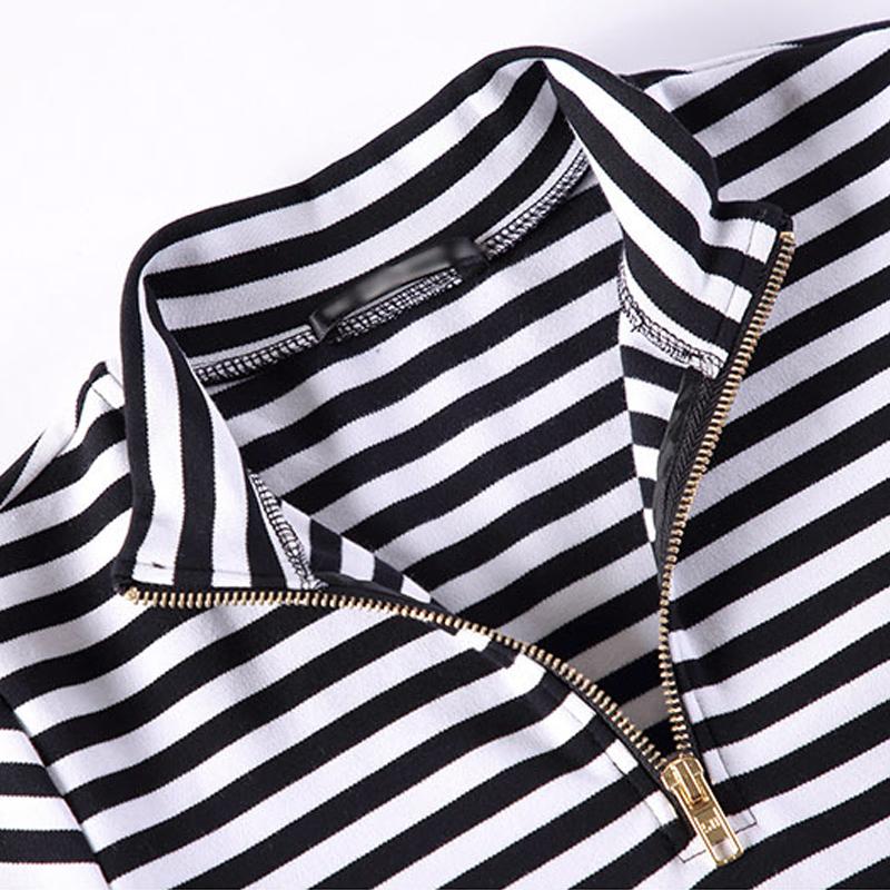 Полосатая футболка, весенняя женская тонкая офисная футболка с воротником и воротником, женские хлопковые корейские топы с длинными рукавами на молнии в корейском стиле