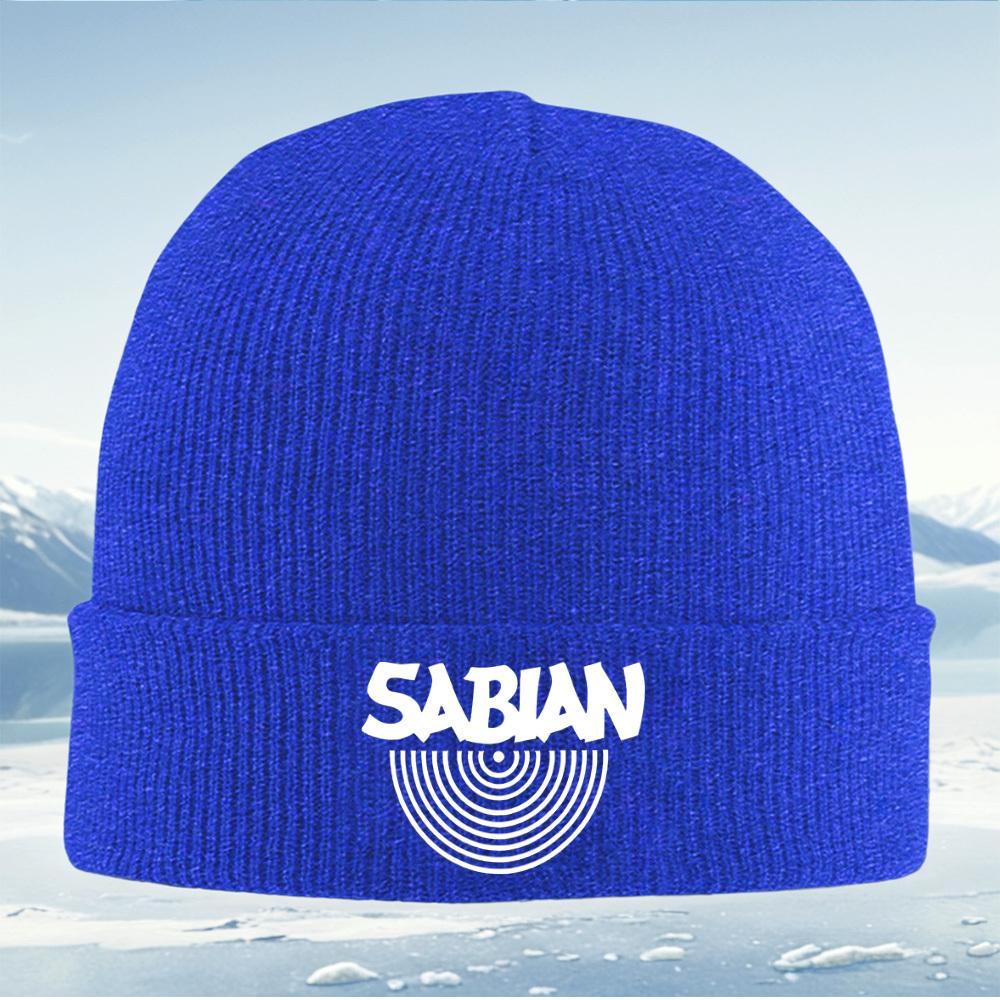 White SABIAN logo circular design Men Women Unisex Knitted Hat Beanie Pullover Cap Winter Thermal Warm Christmas Outdoor Cycling