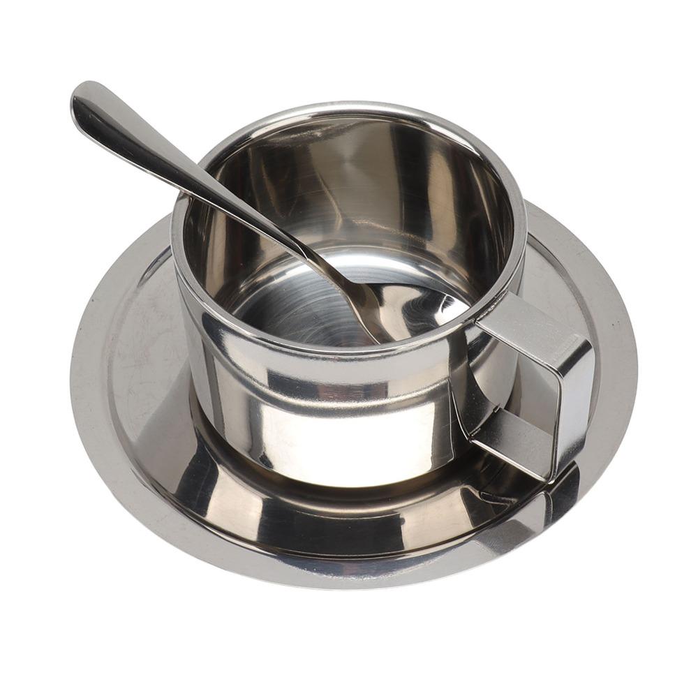 Rustproof Stainless Steel Coffee Cup Double Walled Latte Cappuccino Cup Double Walled Cup  Cafe