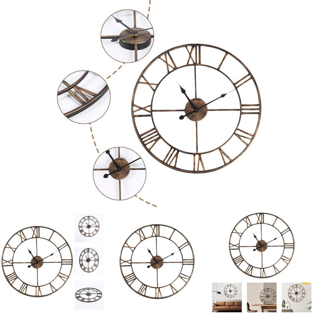 Unique Wall Decoration Metal Antique Rust Clock With Cut-out Roman Numerals