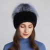 Natural Mink Fur Hats for Women Winter Hand Woven Fur Tail Fox Fur Knit Caps Fashion Design Warm Female Ski Beanie