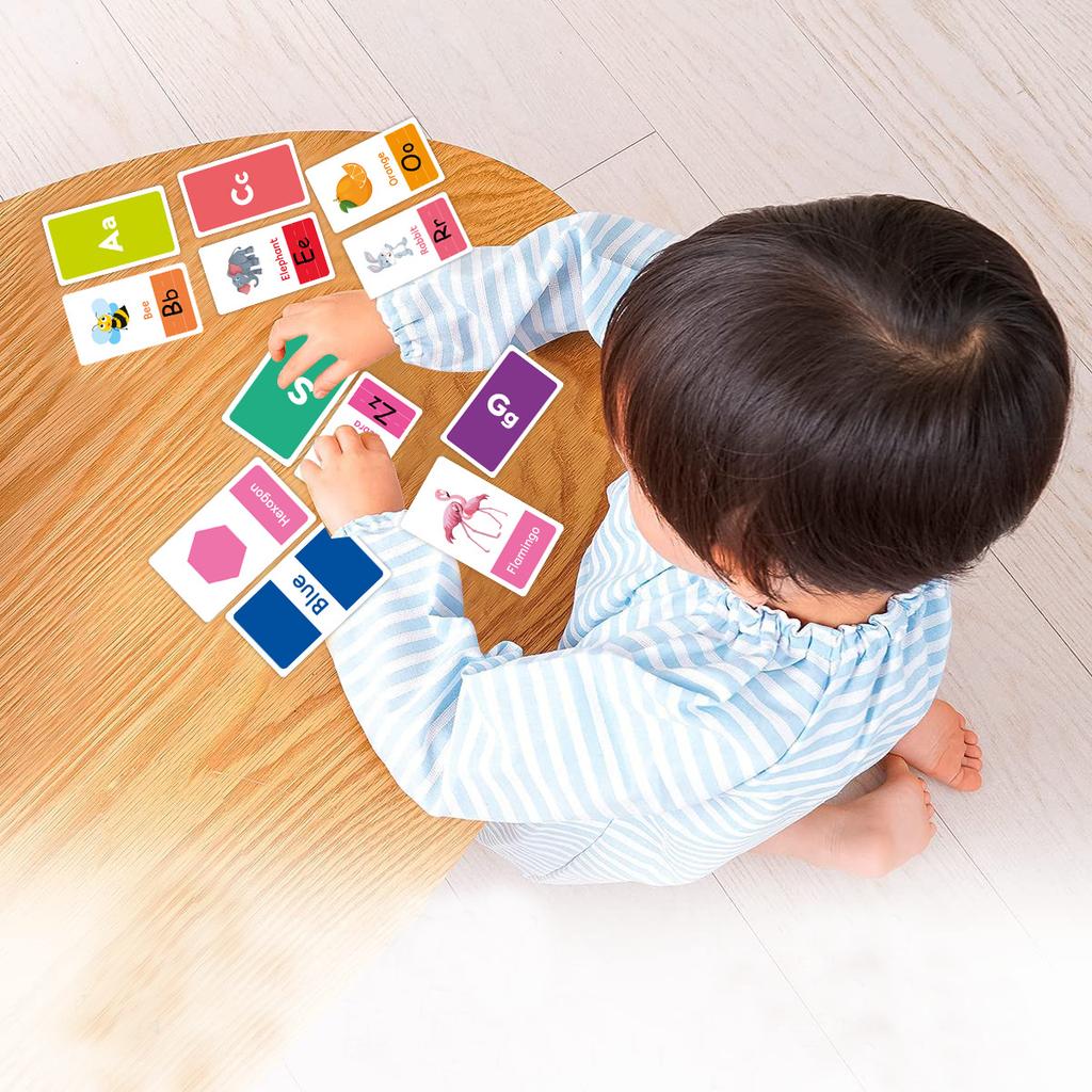 58PCS ABC Alphabet Flashcards Montessori Early Education Toys Baby Shapes Animals Learning Cards Games Puzzles For Kids Gifts