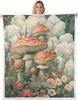 Bear blanket fiery forest design dark art pattern soft throw gothic decor bedroom textile horror accessory