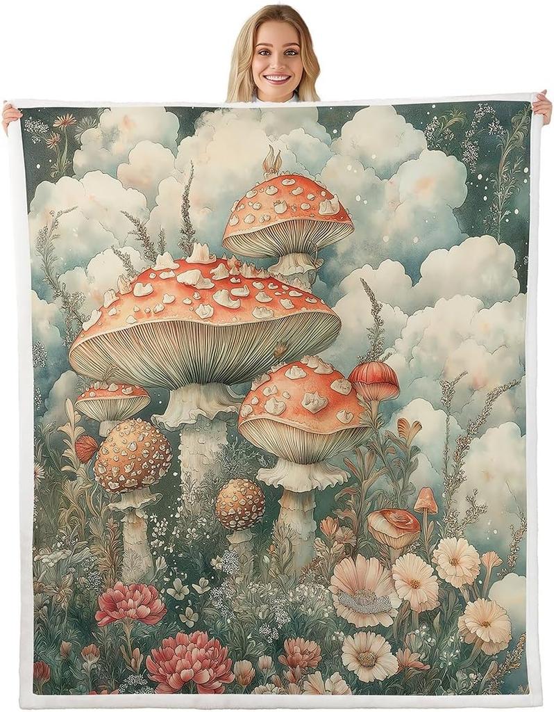 Bear blanket fiery forest design dark art pattern soft throw gothic decor bedroom textile horror accessory