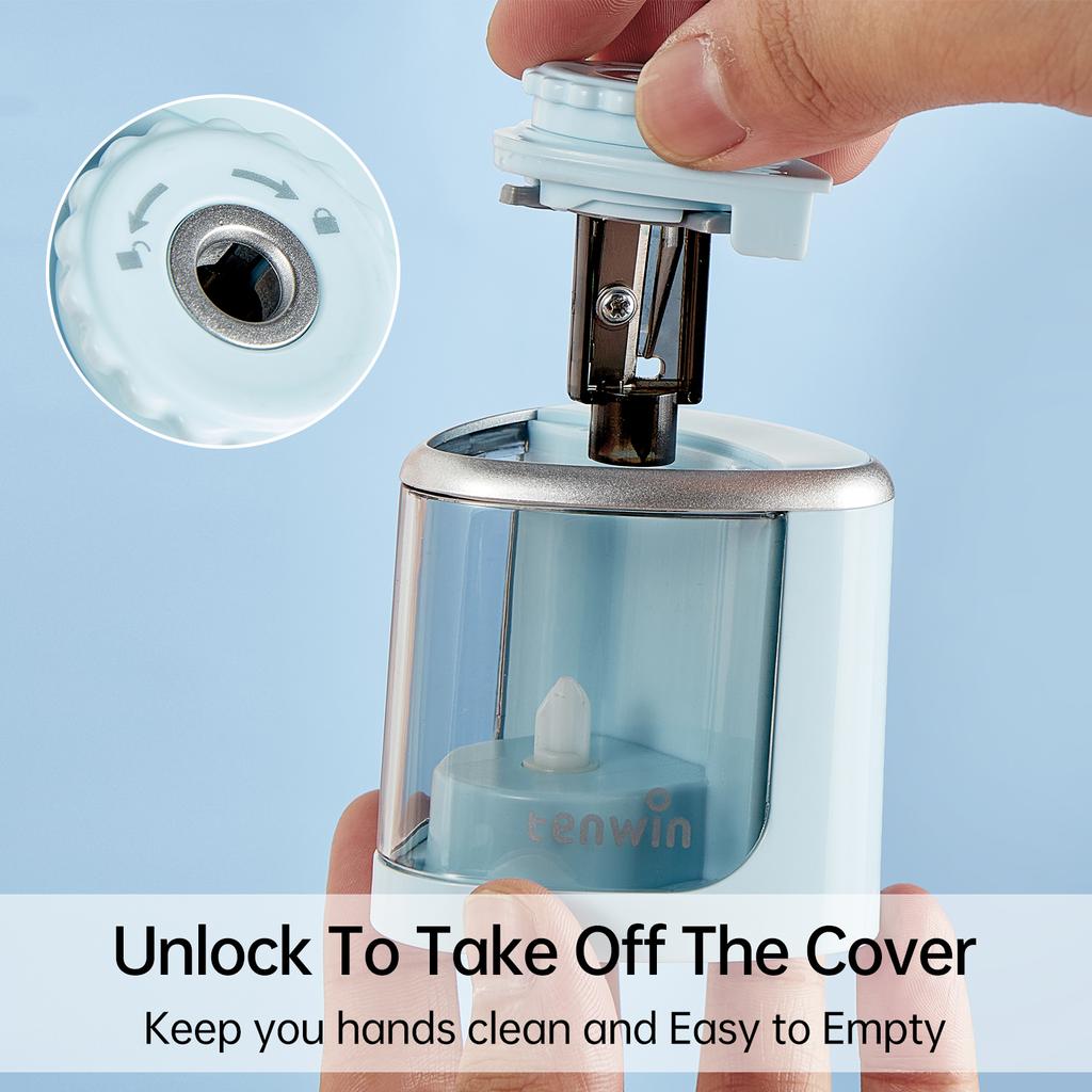 Электрическая точилка для карандашей tenwin, портативная, с питанием от аккумулятора, для 68 мм, поддержка карандашей, ручной режим для