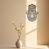 Metal Wall Decor – Sacred Geometry Art, Zen Home Decor with Meditation Symbol & Hamsa Hand, Elegant Metal Wall Hanging