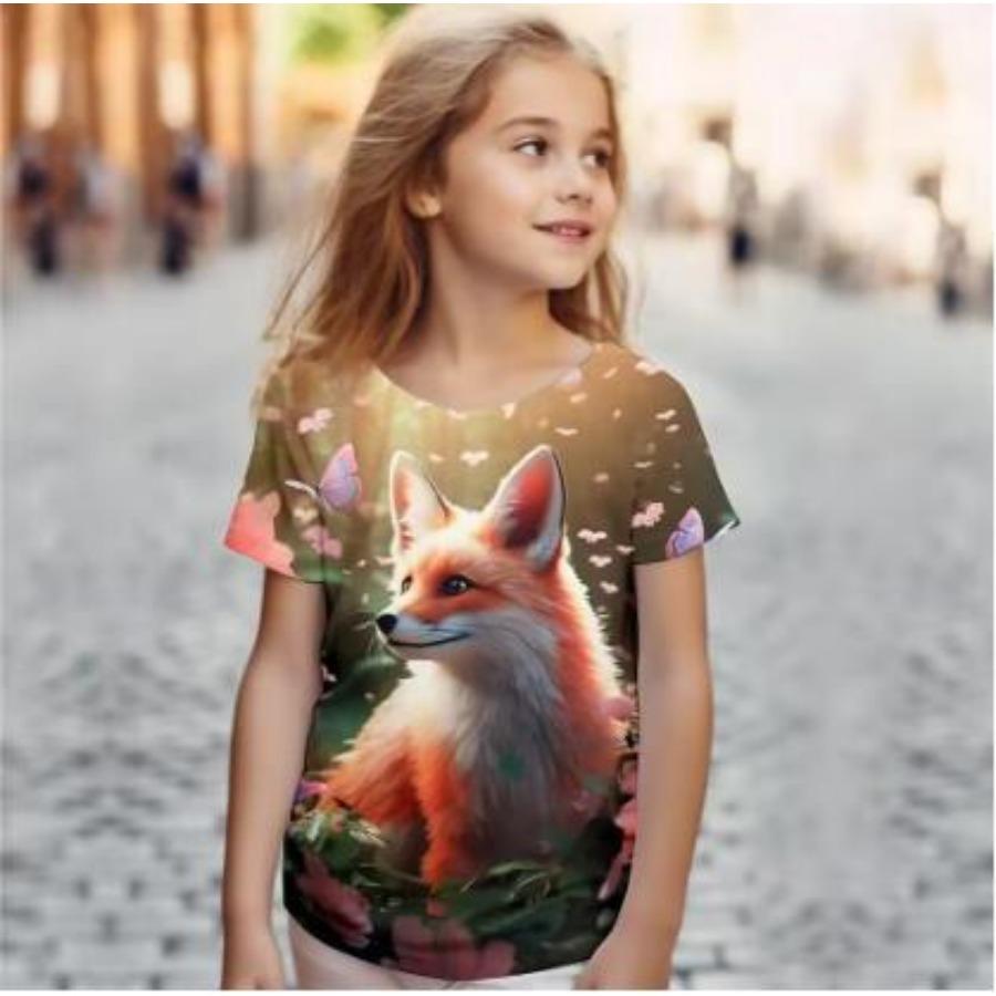Детские футболки с коротким рукавом и 3D-принтом, повседневные футболки для девочек, детские летние футболки с круглым вырезом