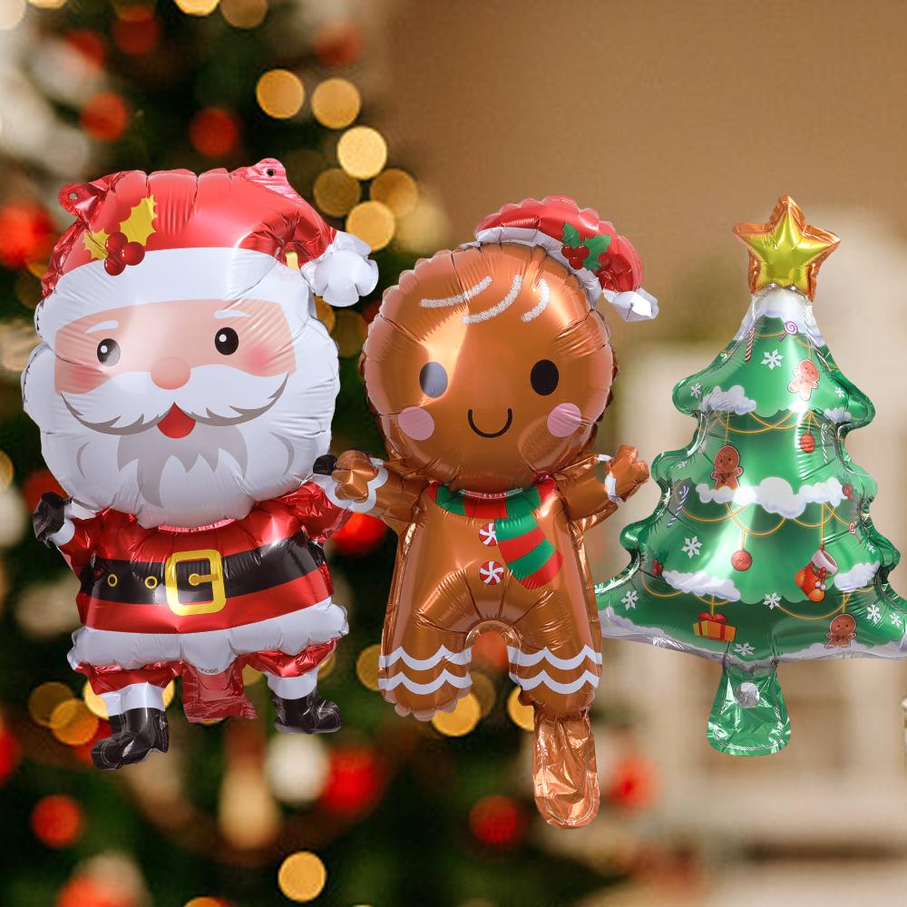10/1PCS Mini Gingerbread Man Foil Balloons Toy Christmas Tree Santa Claus Children Birthday Party Christmas Holiday Decorations