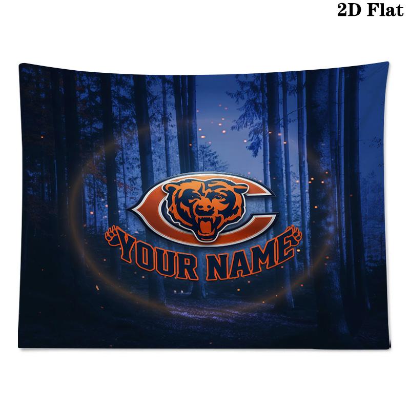 Custom Name Chicago Bears2 Printed Tapestry – Wall Hanging for Bedrooms, Dorms, and Home Decor