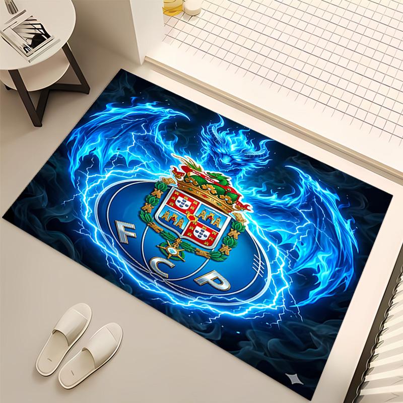 1pc FC Porto LOGO Print Area Rug - Soft, Washable Non-Slip Indoor Mat, Living Room, Home Office Decorative Rug,Office Decorative