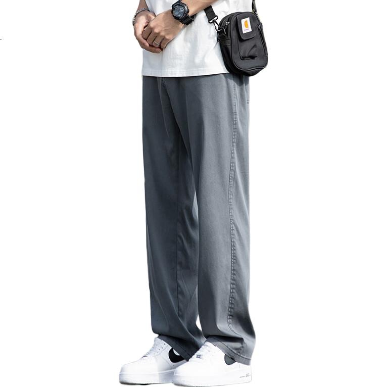 Luomeng [Tencel Cool Touch] Men's Casual Pants, Winter Breathable Classic Loose Wide-Leg Trousers, Black, Size 28