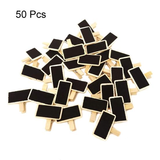 50Pcs Mini Chalkboard Signs Wooden Clip Reserved Table Signs Cute Mini Message Board for Memo Note Taking