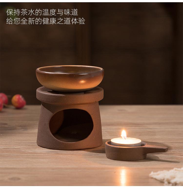 3 in 1 Coarse Pottery Candle Heating Tea Warmer Set Ceramics Japanese Reed Diffuser Essential Oil Furnace Household Home Decor