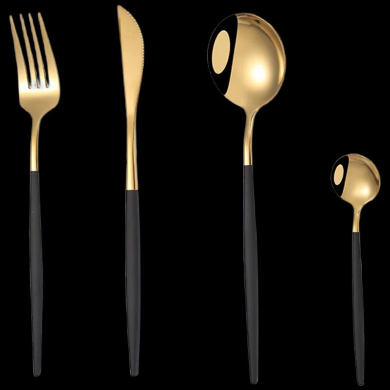 Abay Gold Португальский стиль 304L Нержавеющая сталь 8-предметный набор столовых приборов
