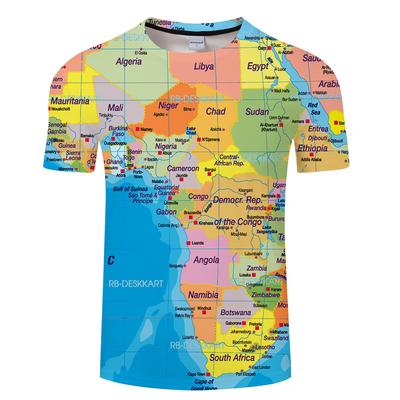 Мужская летняя новая футболка с коротким рукавом Summer Map Series 3D