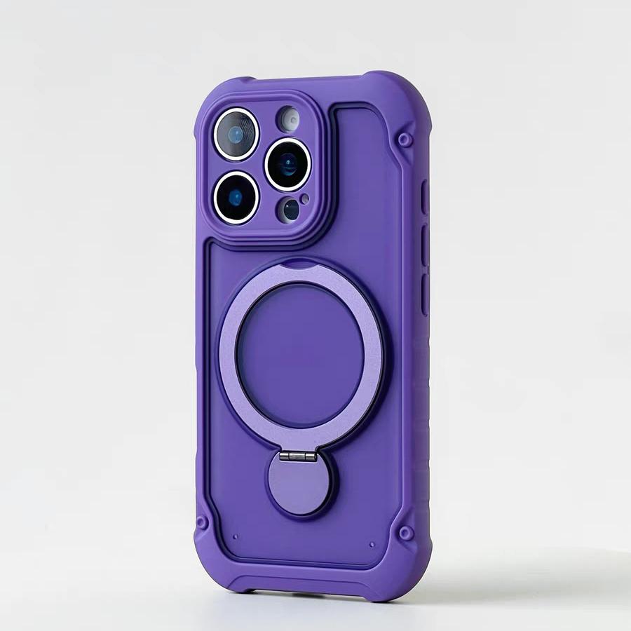 for Magsafe 360° Rotation Metal Stand Phone Case for iPhone 17 12 13 16 Pro Max 17 Pro 14 15 Plus Airbag Shockproof  Matte Cover