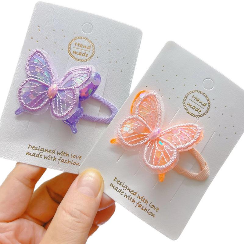 New Embroidered Butterfly Plastic Hairband for Children Girls 11cm Princess BB Clip Hairpin Accessories