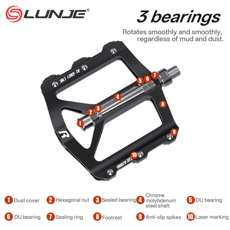 3 Peilin Bearings Pedal Road Bike Mountain Pedal Aluminum Alloy Anti slip Cycling