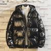 Men's 2023 Winter Fashion: Thick Shiny Puffer Coat with Velvet, Large Size.