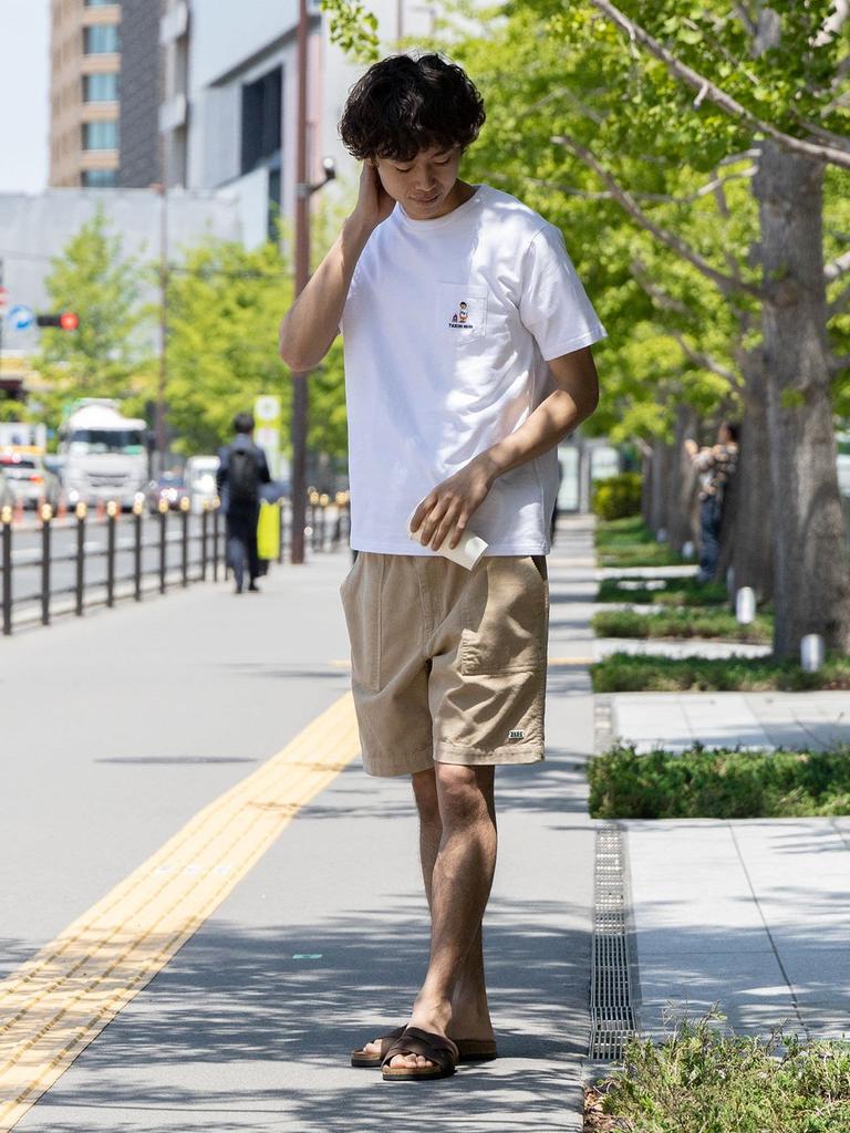 Beams Heart Takibi Bear Print Pocket T-Shirt, Men's, White, Size L