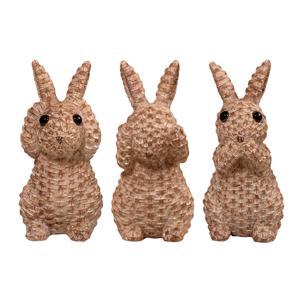 Rattan Bow Resin Ornament, Easter Bunny Decor, Rattan Effect Resin Bunny Statue, Easter Table Decoration Spring Indoor Home Decor