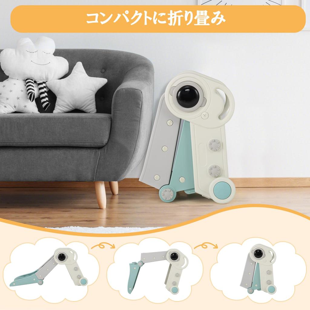 GYMAX Детская горка для дома, Складная горка, 18,5" Ш x 47,5" Г x 21,5" В, Легкая сборка, Безопасная конструкция, Компактное хранение, Поручни с удобным захватом, Нескользящая