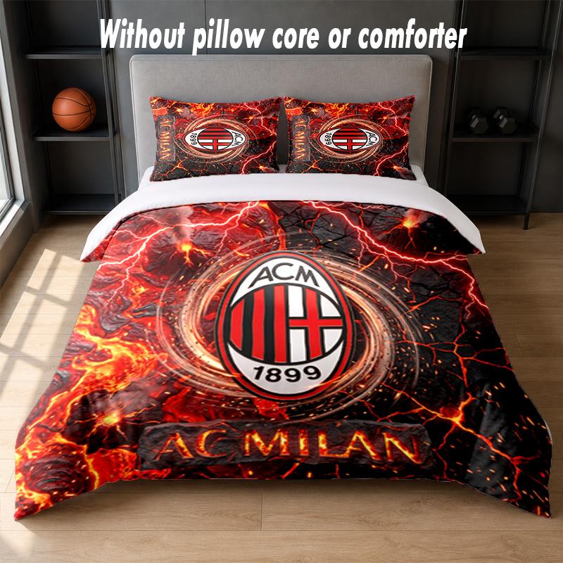 AC Milan Design Bed Bedding Set 1 Duvet Cover + 2 Pillowcases Soft Breathable Household Bed Linens