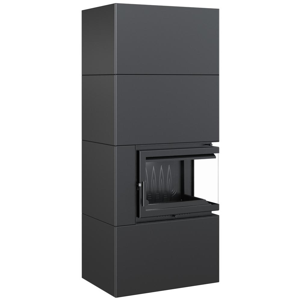 Modular Fireplace Box 8 kW Ø 200 Black Self Closing Door