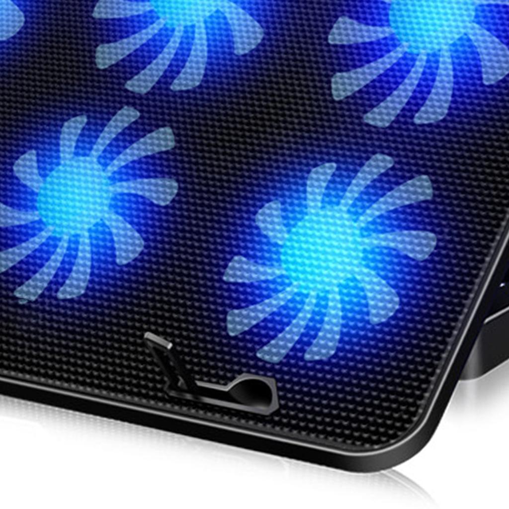 Охлаждающая подставка для ноутбука 6 высокоскоростных вентиляторов Быстрый отвод тепла Противоскользящая Устойчивая поддержка Черный ноутбук