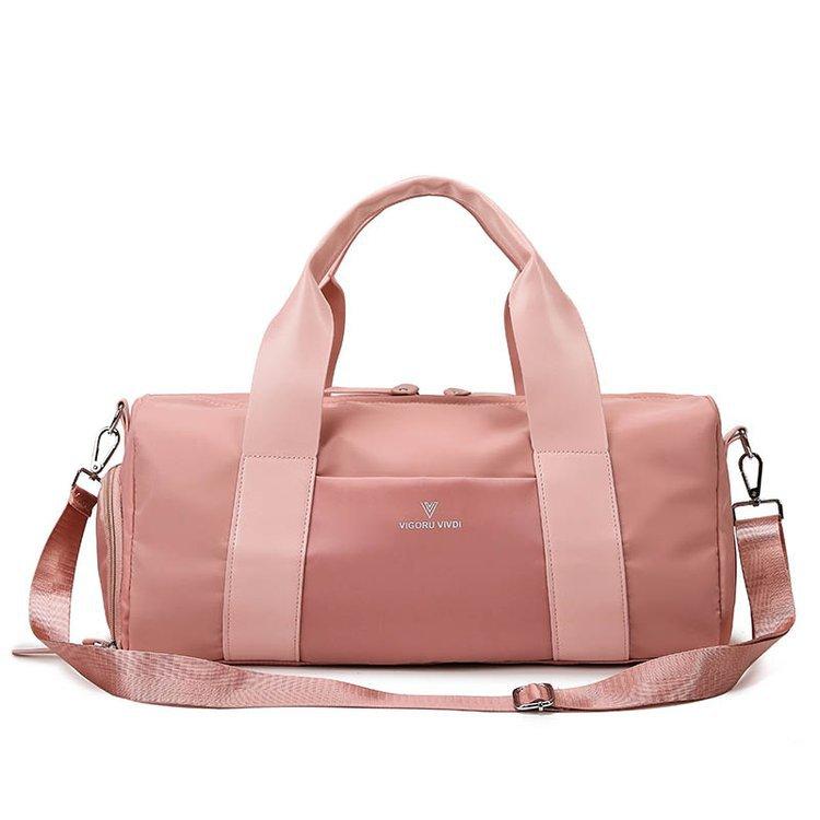 Dry and wet separation yoga fitness bag for women, cylindrical handbag for short trips, with separate shoe compartment, lightweight storage bag