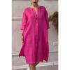 Summer Women's Dress Plus Size Solid Colour Casual Round Neck Button Long Dresses