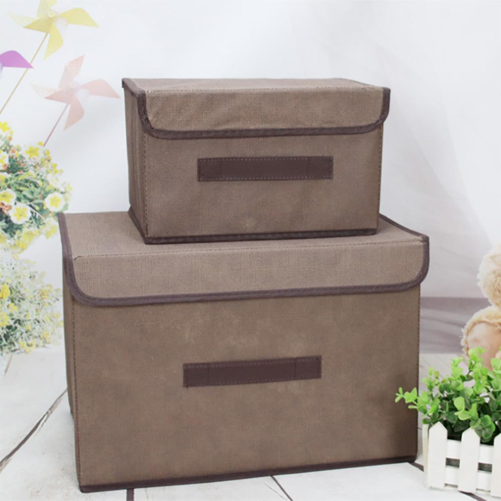 2 шт. складной ящик для хранения нетканый прямоугольный тканевый корзина для одежды игрушки контейнер с крышкой