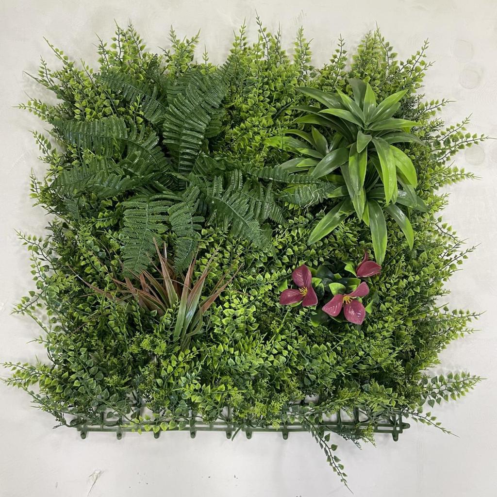 50×50cm Artificial Green Plant Wall - Plastic Vertical Garden, Fake Flower Wall, Synthetic Turf Background