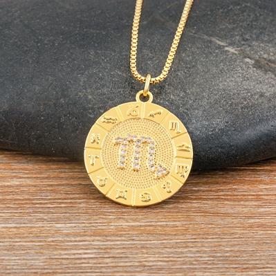 Nidin New Hot Sale 12 Constellation Drop Pendant Necklace Gold Plated Jewelry Collar Clavicle Choker Birthday Gift for Women Men