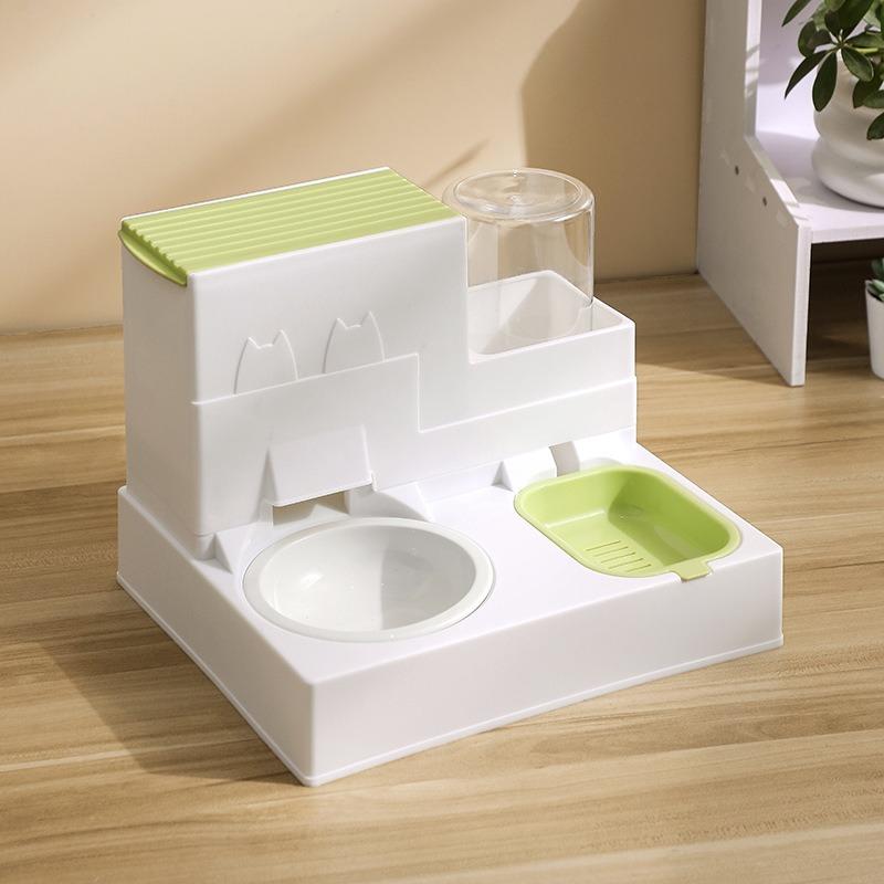 Cat Bowl Double Bowl Automatic Drinking Automatic Feeder Cat Food Bowl Dog Food Bowl Drinking All-in-One Cat Food Bowl