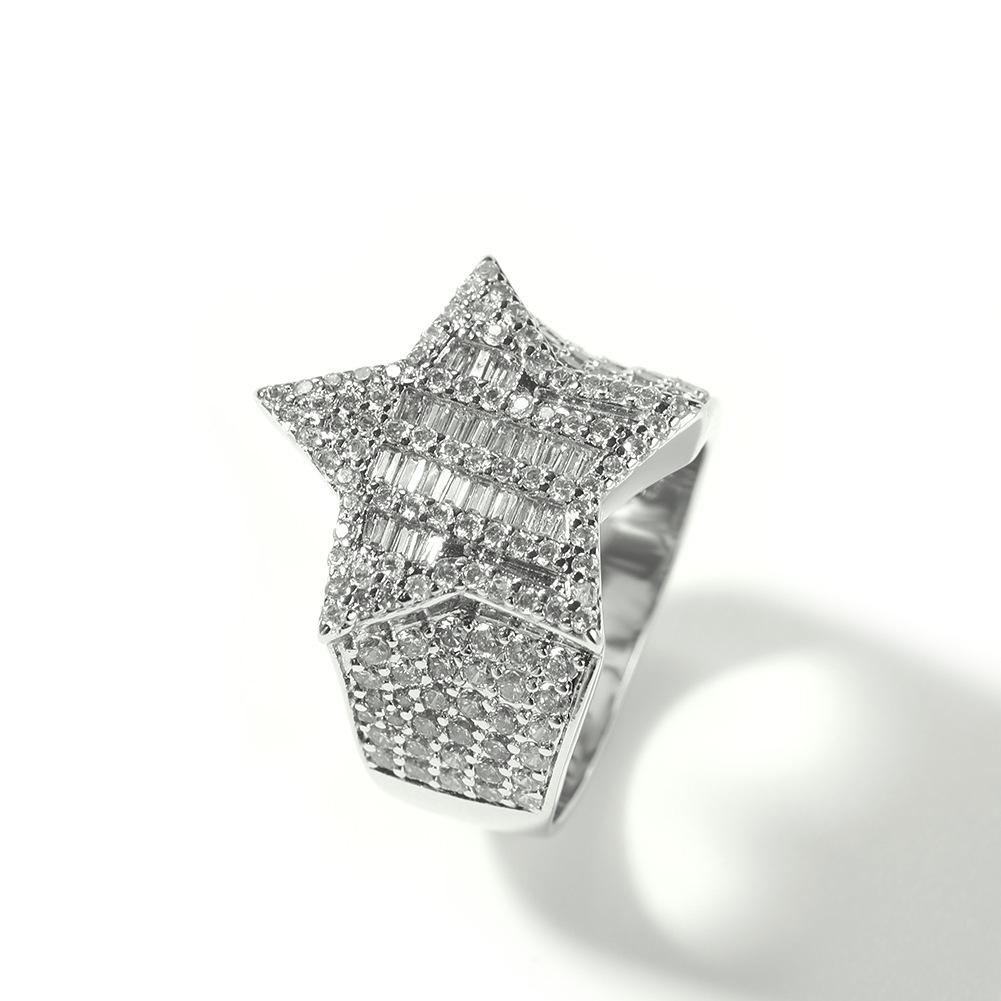 Украшение, новое кольцо, европейское кольцо в стиле хип-хоп с квадратным камнем, кольцо с пентаграммой, позолоченное мужское кольцо с цирконом, аксессуары