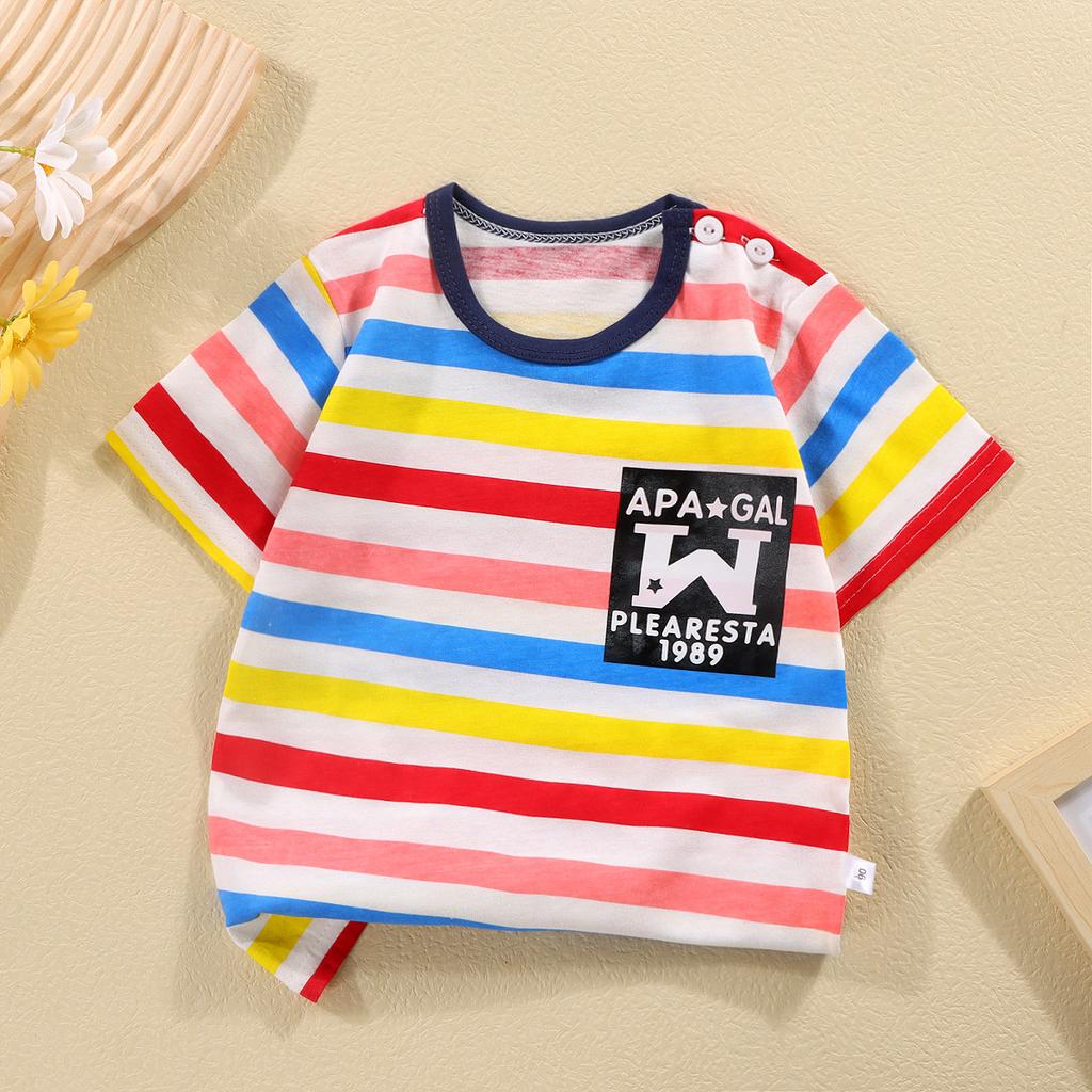 Children's Round Neck Pure Cotton Fun Short Sleeved Boys and Girls