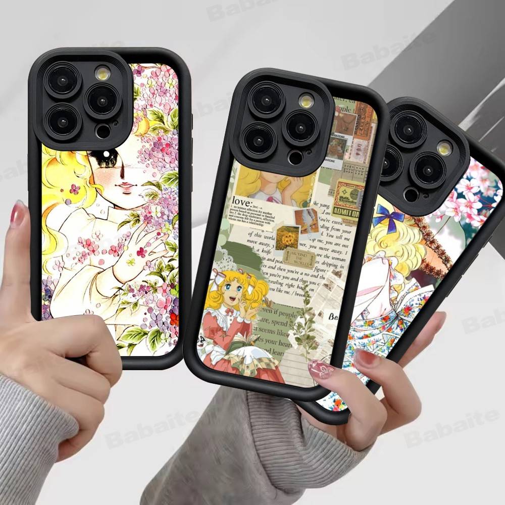 Манга Конфеты Для IPhone 17 Pro Max 16 15 14 13 12 11 Plus Черный Мягкий Чехол Для Телефона